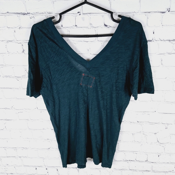 DAFTBIRD | v-neck short sleeve burnout pima cotton shirt - Picture 2 of 4